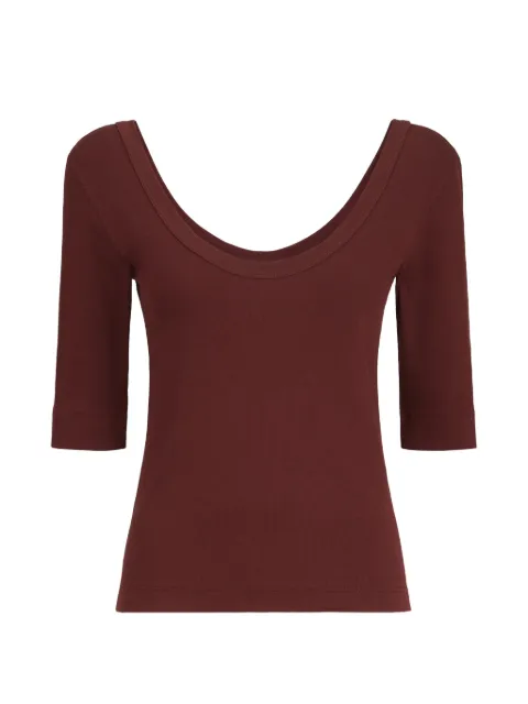 Brunello Cucinelli stretch cotton ribbed jersey T-shirt with Monili Red M0TC8FX220C9813