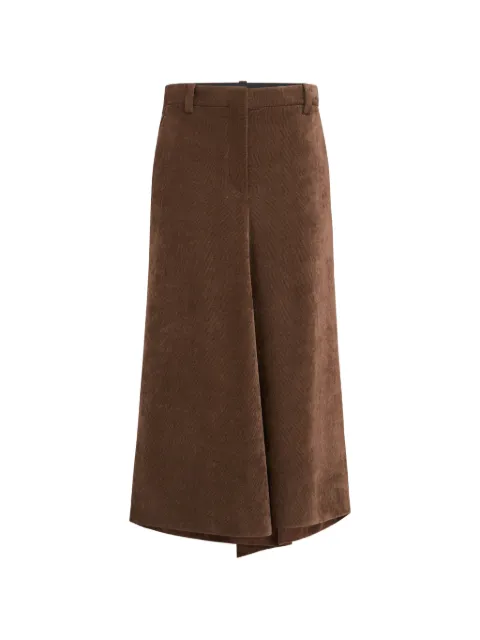 Brunello Cucinelli fluid corduroy flute skirt with monili Brown MG547G4099C9812