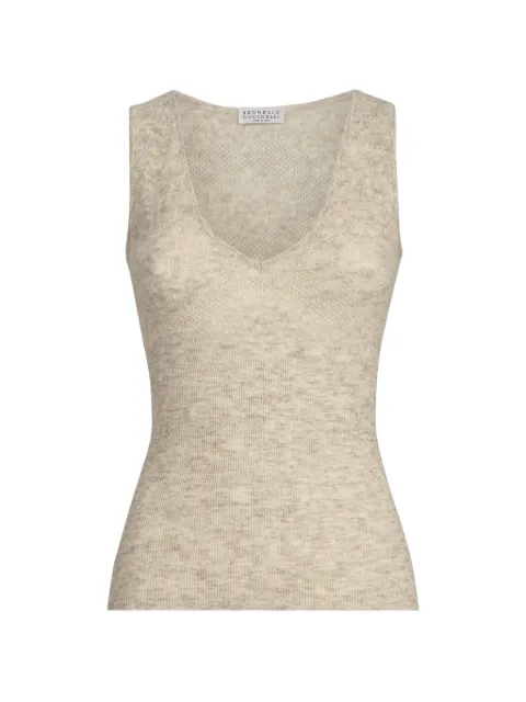 Brunello Cucinelli silk, alpaca and wool flower-lace knit top Neutrals MFR491702C9731