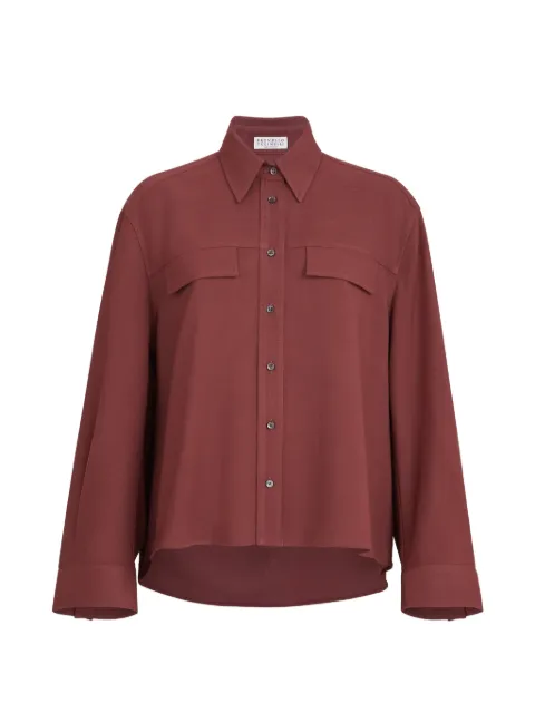 Brunello Cucinelli virgin-wool fluid twill cropped shirt Red MG542M1S06C9813