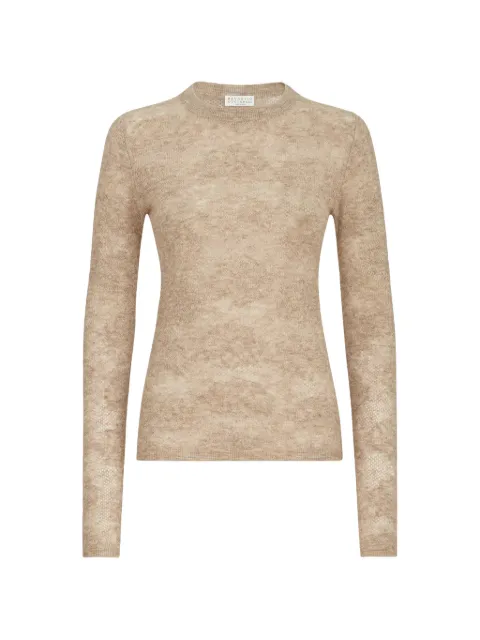 Brunello Cucinelli silk, alpaca and wool flower-lace sweater Neutrals MFR491700C077