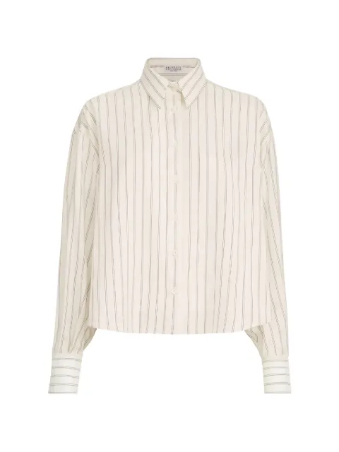 Brunello Cucinelli striped silk-poplin shirt with Monili Yellow MH770M2A06C001
