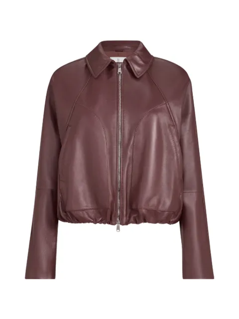 Brunello Cucinelli nappa-leather outerwear jacket with drawstring and Monili Red MPNMO7638C4187