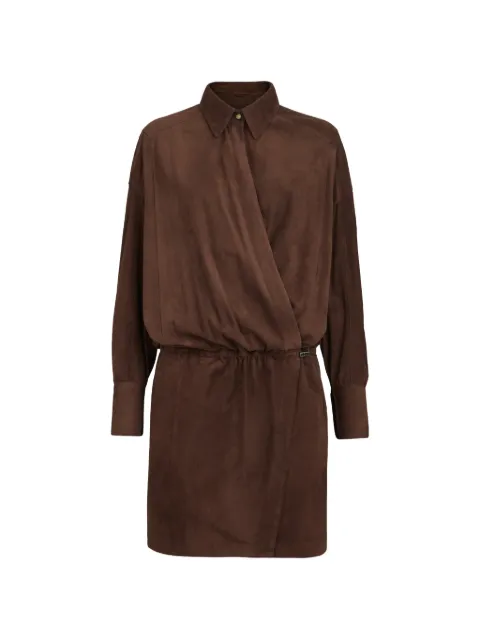 Brunello Cucinelli suede shirt dress Brown MPCAL5098C9794