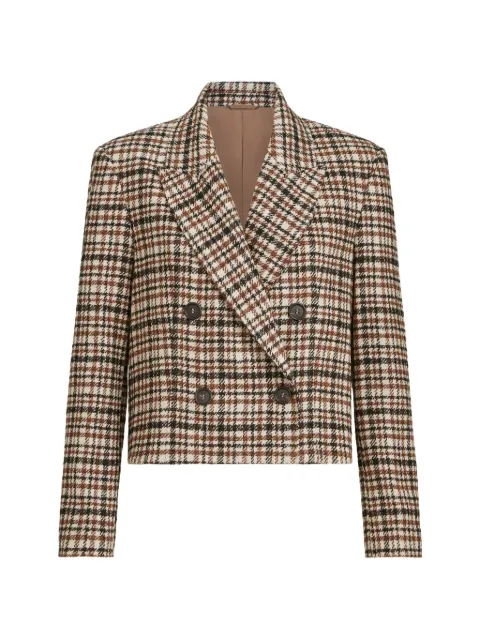 Brunello Cucinelli comfort checked wool and alpaca blazer with monili Neutrals MG5607236C006