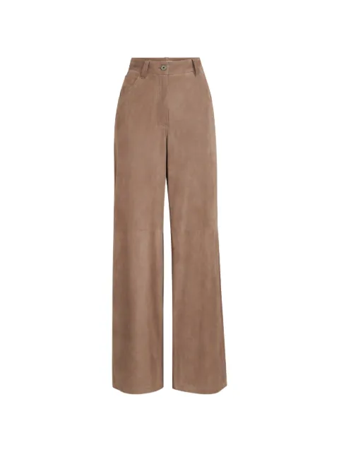 Brunello Cucinelli suede baggy trousers with Monili Brown MPCLFP9187C4189
