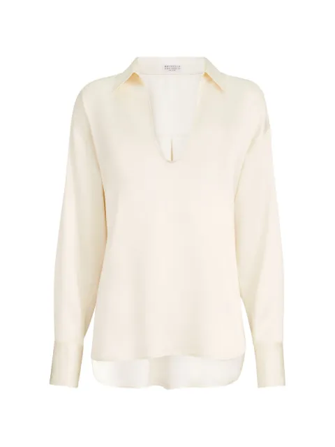 Brunello Cucinelli silk satin blouse Neutrals MB179B1D05C7925