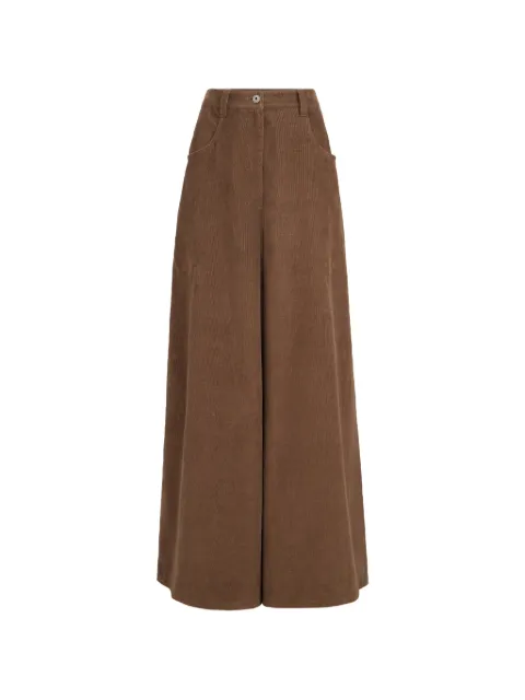 Brunello Cucinelli stretch cotton and cashmere corduroy five-pocket maxi trousers with Monili Brown MB187P9266C9812