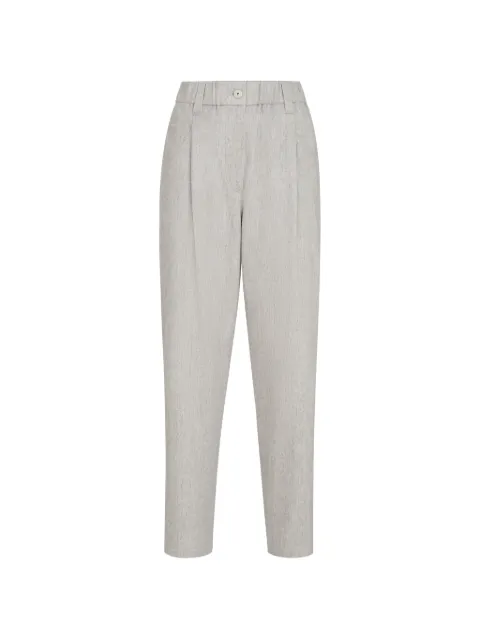 Brunello Cucinelli wool-flannel baggy trousers with monili Grey MG549P9148C502