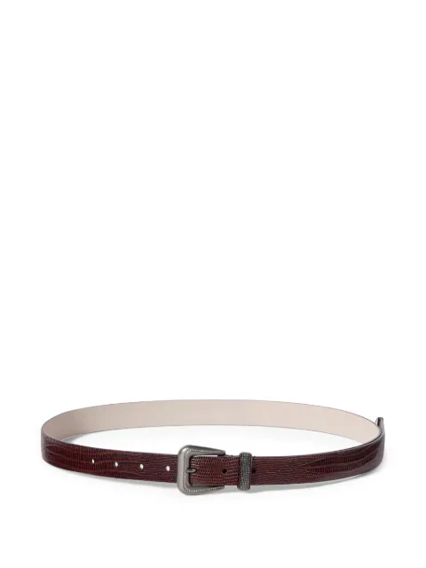 Brunello Cucinelli lizard-effect calfskin belt with shiny loop Brown M0TEJC283C4181