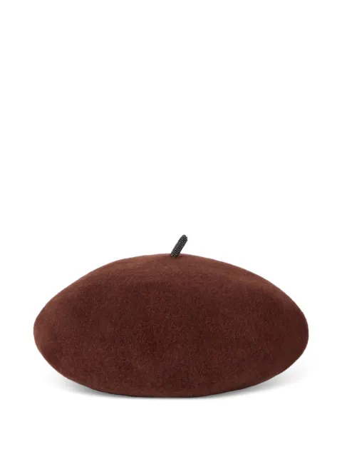 Brunello Cucinelli wool beret with precious detail Brown MCAP90136C9791