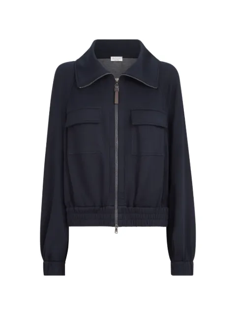 Brunello Cucinelli interlock cardigan with Monili Blue MD828B2B06C8366