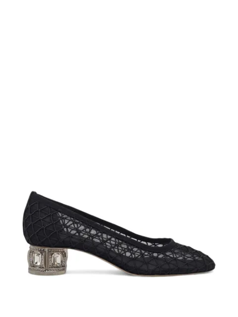Casadei Belle Epoque mesh-panelled crystal-embellished pumps Black 1F062B0301C29329