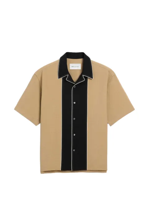 AMI Paris viscose twill short sleeves shark collar boxy fit shirt Neutrals H26HSH880VI0058