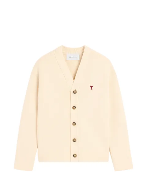 AMI Paris cotton and wool arrow cardigan Neutrals H26FKC392KN0188