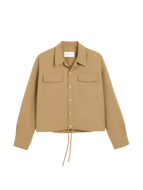AMI Paris cotton and linen long sleeves shirt Neutrals H26HSH869CO0258