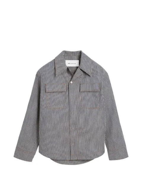 AMI Paris cotton long sleeve camp collar overshirt Blue H26HJK967DE0136