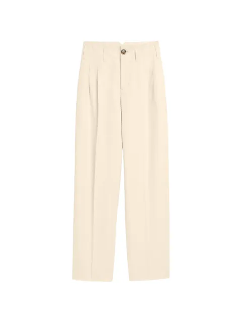 AMI Paris cotton and linen two pleats trousers Neutrals H26FTR909CO0258