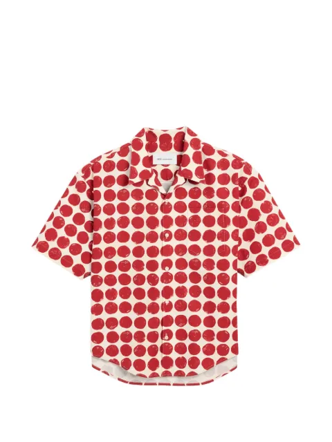 AMI Paris cotton short sleeves boxy fit shirt Red H26HSH897CO0260