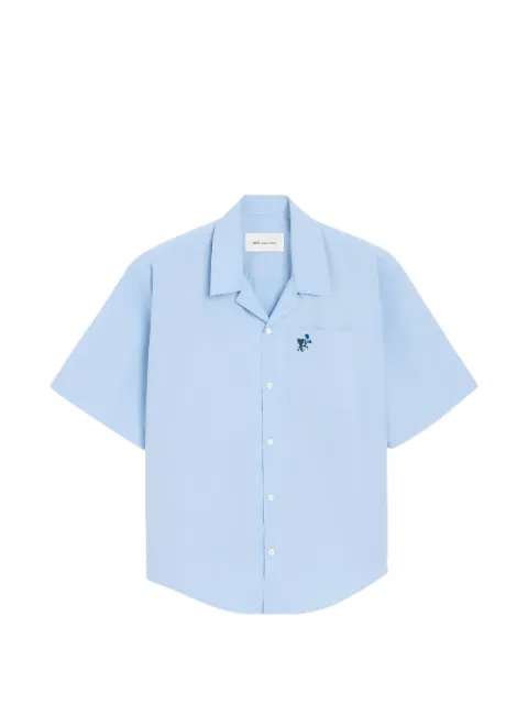 AMI Paris cotton short sleeves tulip boxy fit shirt Blue H26USH890CO0045