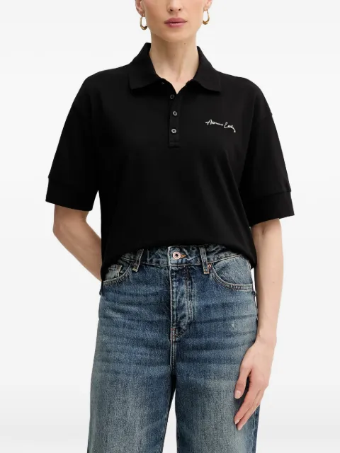 Armani Exchange logo-embroidered short-sleeve polo shirt Black XW000887AF10819