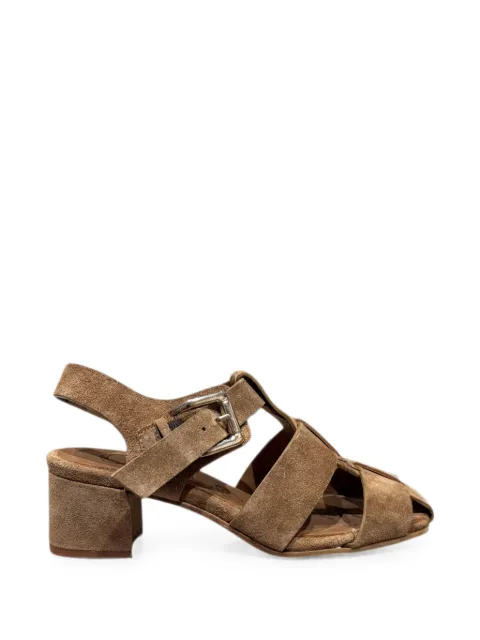 CALCE buckle-fastening leather sandals Brown X2546CUOIRO