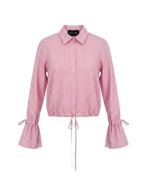 Black Label striped drawstring-hem shirt Pink 339314394