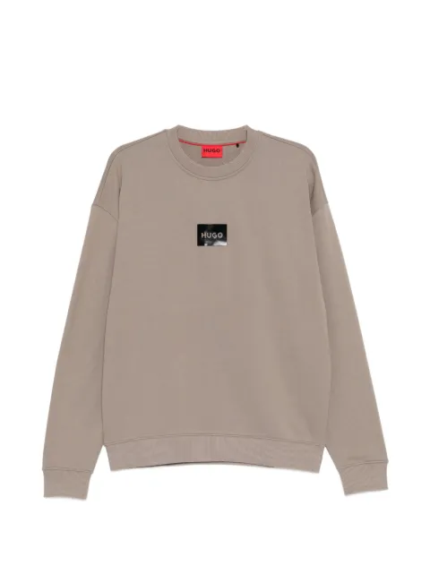 HUGO logo-patch crew-neck sweater Brown 50557452