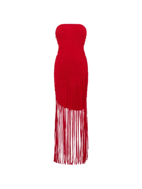Cult Gaia fringe-trim strapless dress Red DR35345YN2051
