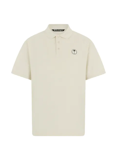 Palm Angels logo-patch polo shirt White PMGB012S26FAB001