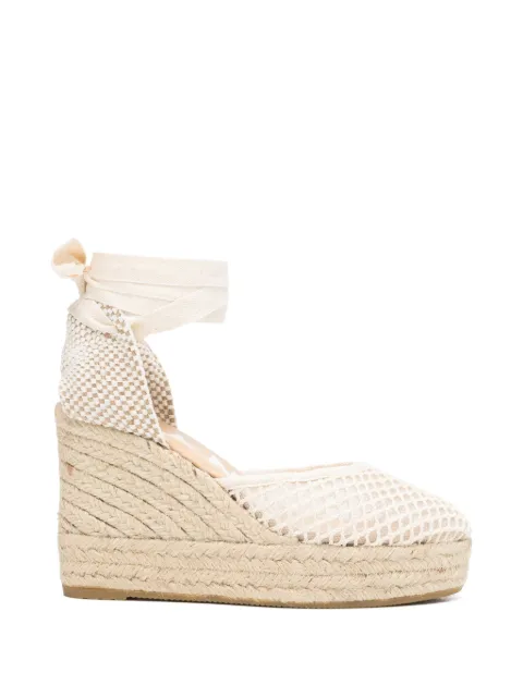 Manebi crochet-knit wedge espadrilles Neutrals X54WV
