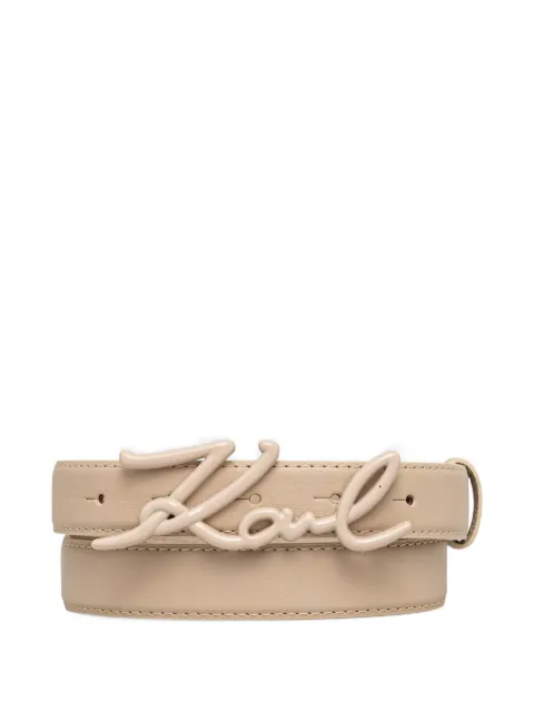 Karl Lagerfeld K/Signature logo-plaque leather belt Neutrals B2W330362FT