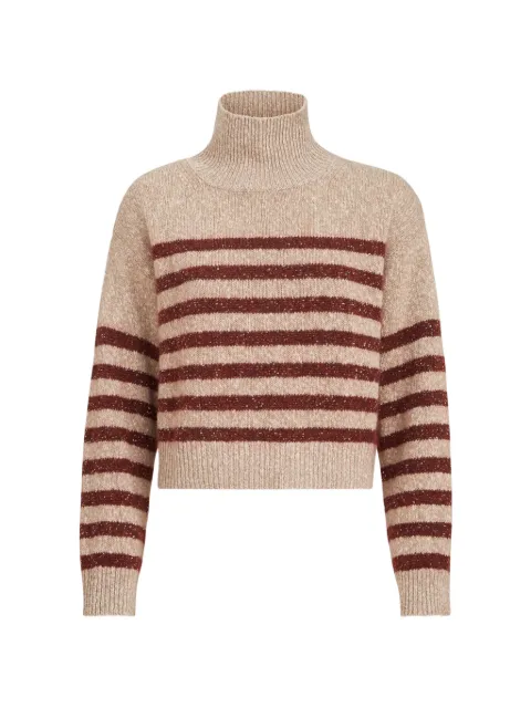Brunello Cucinelli soft virgin wool and cashmere turtleneck sweater with dazzling stripes Neutrals MGY563704COG63