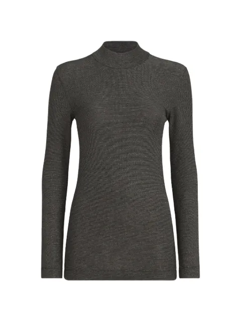 Brunello Cucinelli sparkling virgin-wool mock-neck long-sleeve T-shirt with Monili Grey MA998B1V04C064