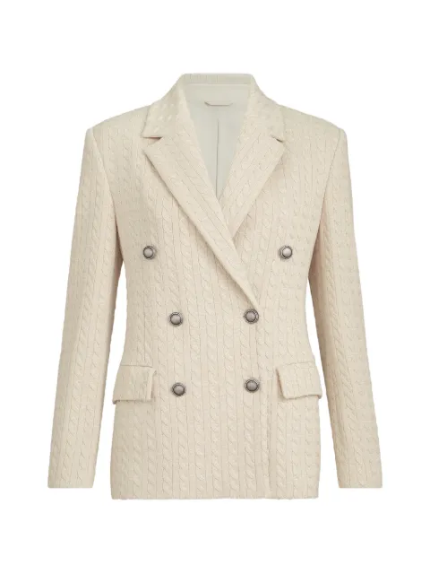 Brunello Cucinelli sparkling cotton and viscose english-rib-knit blazer with monili Neutrals M0AZT7493CMA71