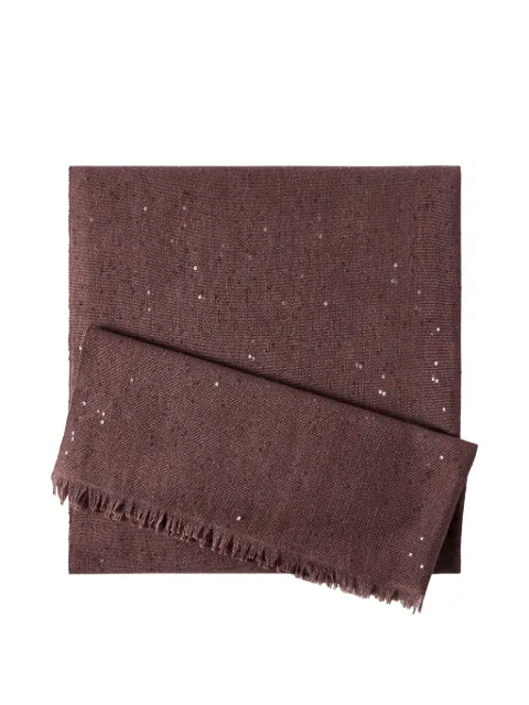 Brunello Cucinelli cashmere and silk diamond yarn scarf Brown MSC915029C9787