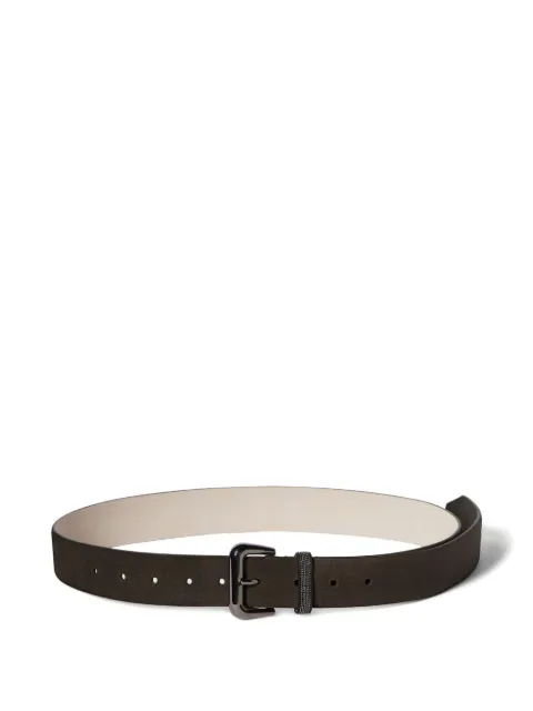 Brunello Cucinelli suede belt with shiny loop Grey M0DELC33IC9795