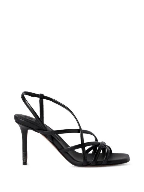 Brunello Cucinelli calfskin heels with precious details sandals Black MZSKC3344C101