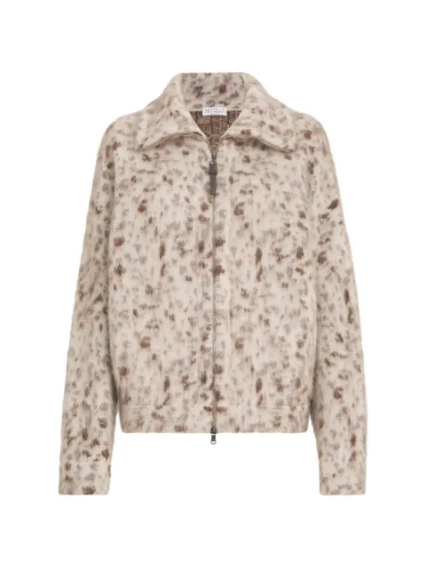Brunello Cucinelli Mohair and wool lynx jacquard cardigan Neutrals M2I242506CFI76