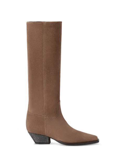 Brunello Cucinelli suede boots with precious heel Brown MZSFC3320C9773