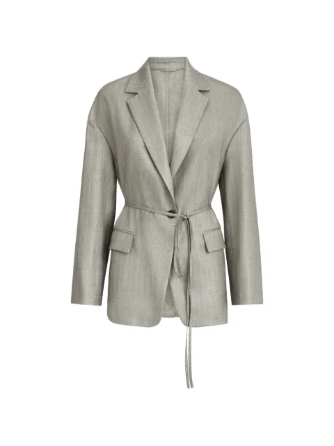 Brunello Cucinelli sparkling virgin-wool pinstripe blazer with monili Grey MB1897405PC800