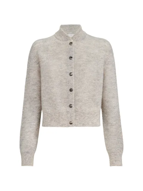 Brunello Cucinelli sparkling mohair double-knit net cardigan Grey MGG270506CYB14