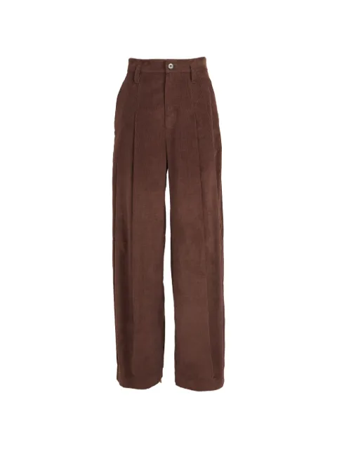 Brunello Cucinelli stretch cotton and cashmere corduroy five-pocket baggy trousers with Monili Brown MB187P9022C9199