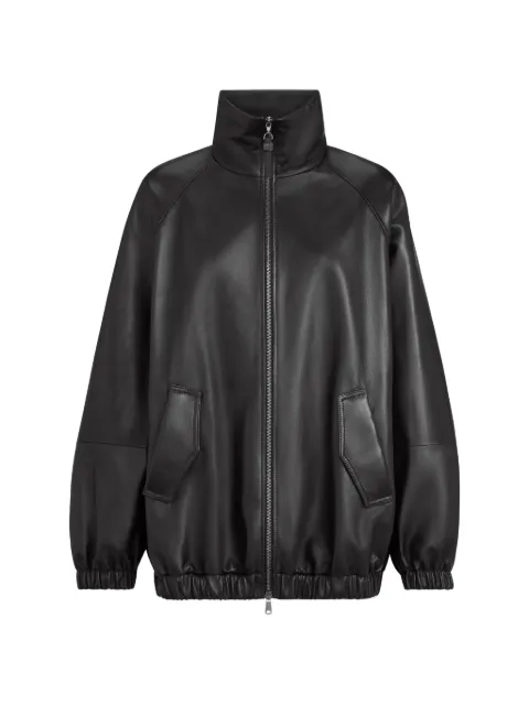 Brunello Cucinelli nappa-leather bomber jacket with Monili Black MPNMO7569C101