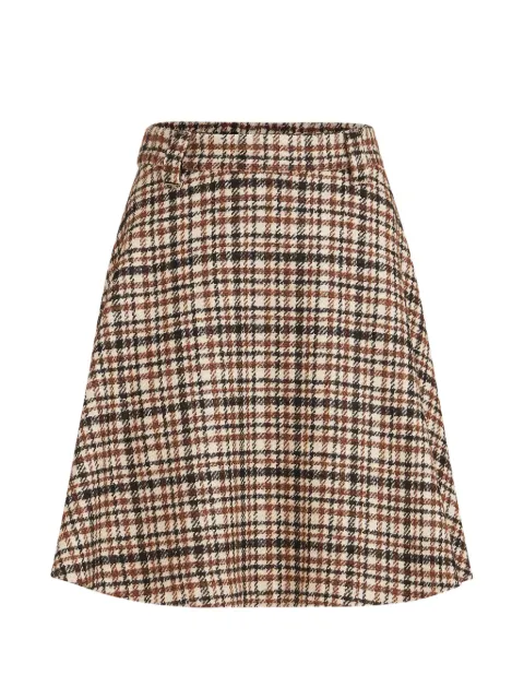 Brunello Cucinelli comfort checked wool and alpaca mini circle skirt Brown MG560G4089C006