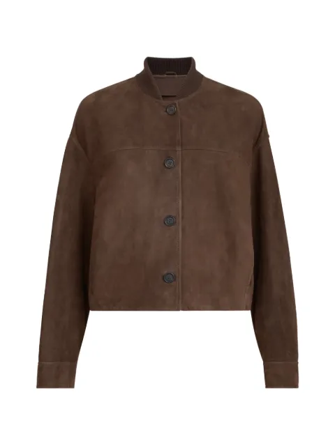 Brunello Cucinelli couture suede outerwear jacket with Monili Brown MPCAI7554C9885