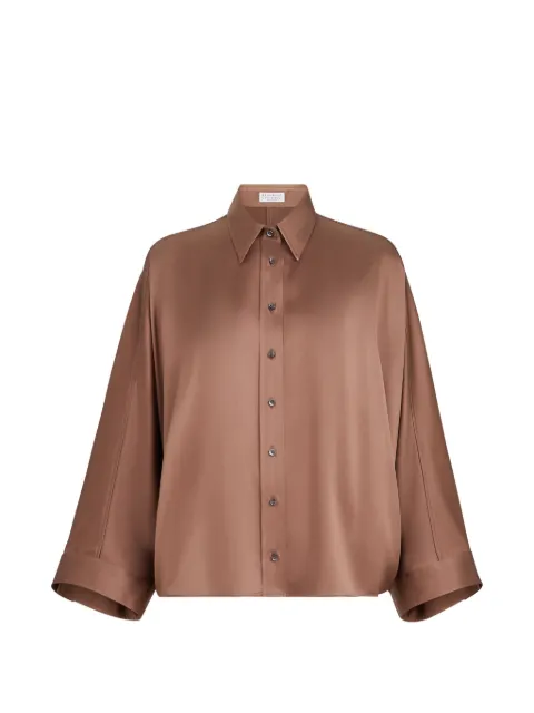 Brunello Cucinelli stretch silk satin shirt Brown M0C59MQ606C832