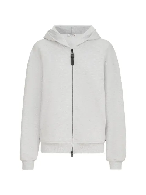 Brunello Cucinelli cotton smooth French-terry topwear with shiny zipper-pull Grey MN05NHF406C8003