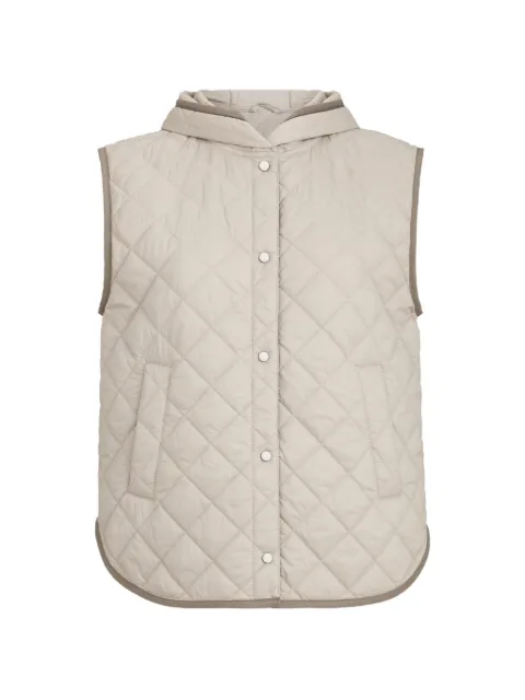 Brunello Cucinelli lightweight matte nylon quilted vest with Thermore® padding and hood Neutrals MR4057999C2613