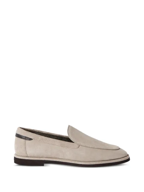 Brunello Cucinelli suede loafers with shiny detail Neutrals MZSFG3300C5859